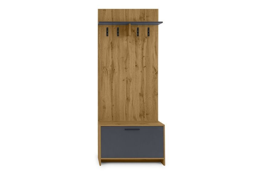 Вешалка для прихожей NordicNest-3 (Дуб Аппалачи + Антрацит, 80х34х200 cм) lvsh-th3-db-ppl-ntr фото