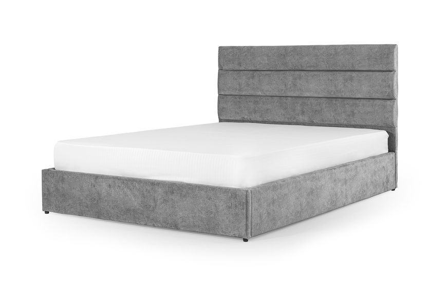 Ліжко з матрацом Лілія (160 &times; 200 см, Bonnel, велюр, без підйомного механізму, світло-сірий) IMI lll-am160x200ssb фото