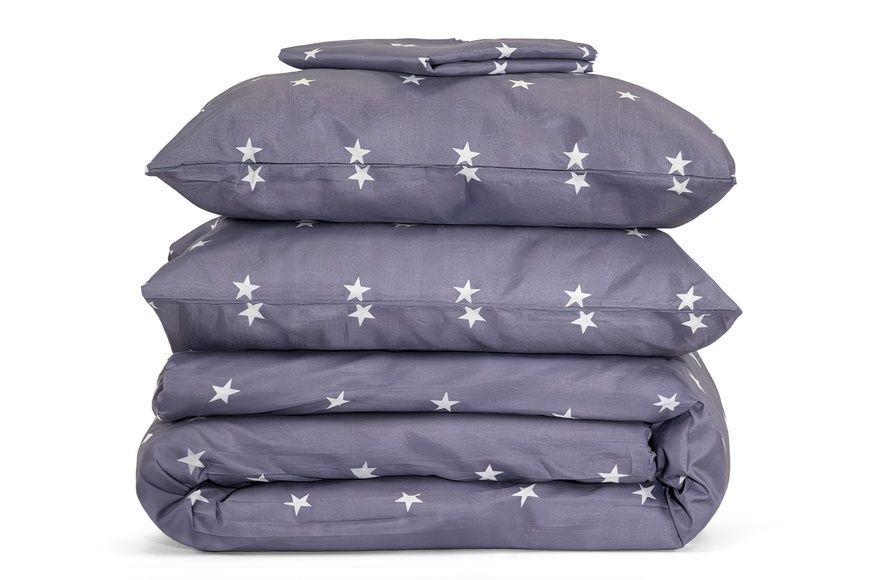 Комплект постільної білизни Артеміда-5 (євро, поліестер, наволочки: 50х70 см 2 шт та 70х70 см 2 шт, зірки, сірий) IMI m-ps-plst-rtmd-5-vr-sr-zr фото