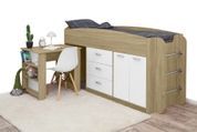 Кровать-чердак Classo (83,2 &times; 209,2 &times; 115 см, сонома + белый) ph-ld-pls-snm-bl фото 2